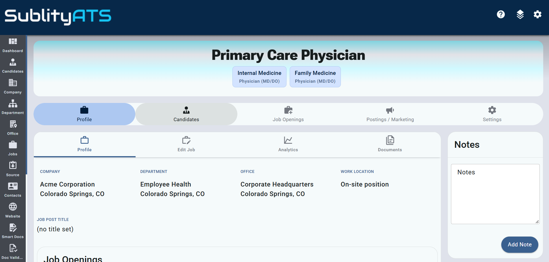 SublityATS job profile
